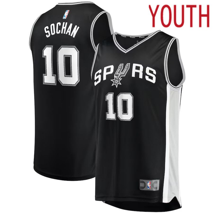 Youth San Antonio Spurs #10 Jeremy Sochan Fanatics Branded Black Draft First Round Pick Fast Break Replica NBA Jersey